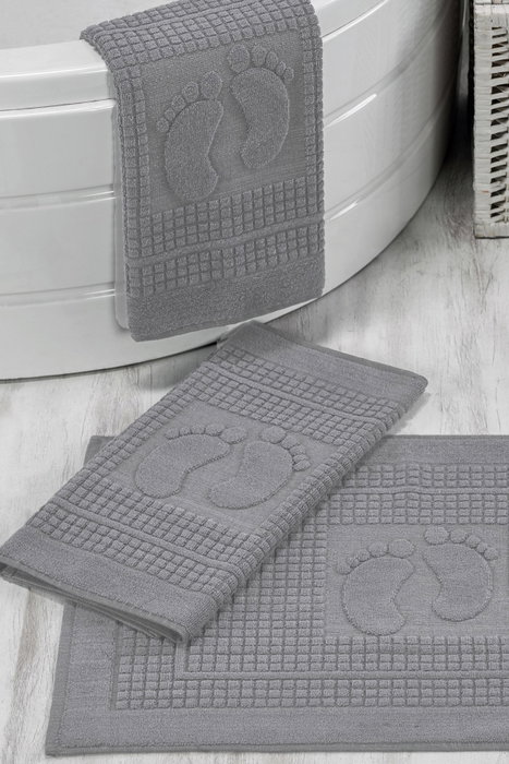 Mijölnir Orma - Grey Juego de alfombrillas de baño de 3 piezas Mijölnir Orma - Grey Juego de alfombrillas de baño de 3 piezas